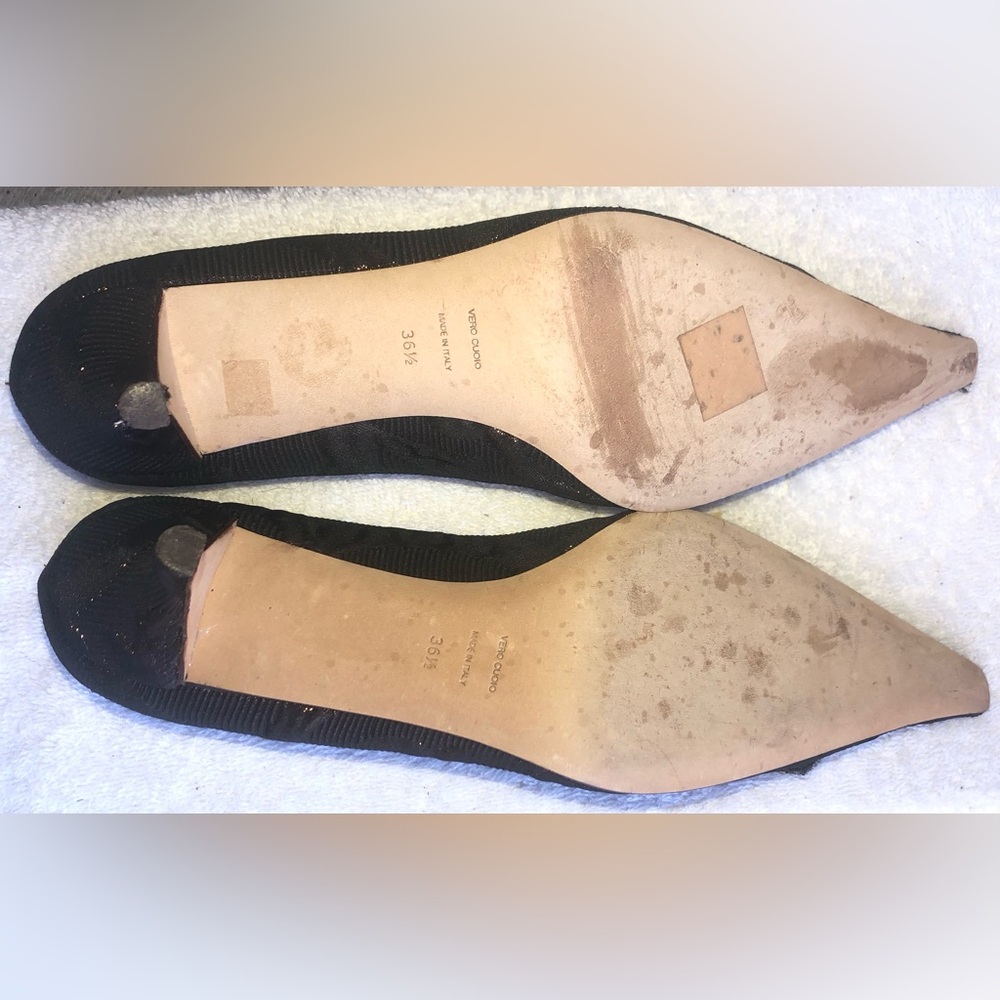 Bettye Muller Metallic Brown SZ. 6.5 Made In ITALY Elegance Kitten Heels Beaded - Picture 12 of 12